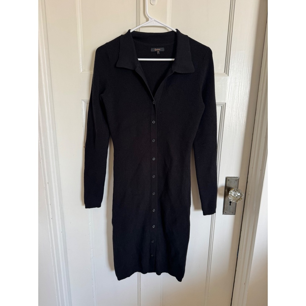 Quince black Eco-knit button up sweater dress size small